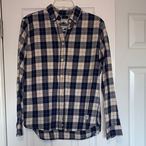 Penfield Navy and White Plaid Flannel Button-Down Shirt